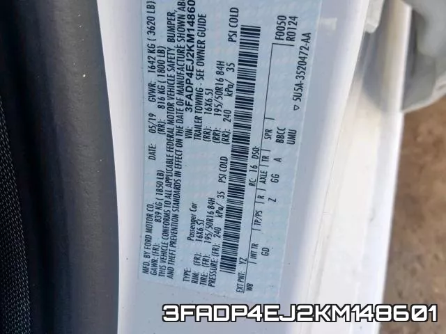 3FADP4EJ2KM148601 фото 2