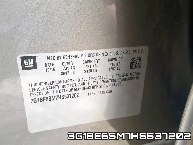 3G1BE6SM7HS537202 фото 2
