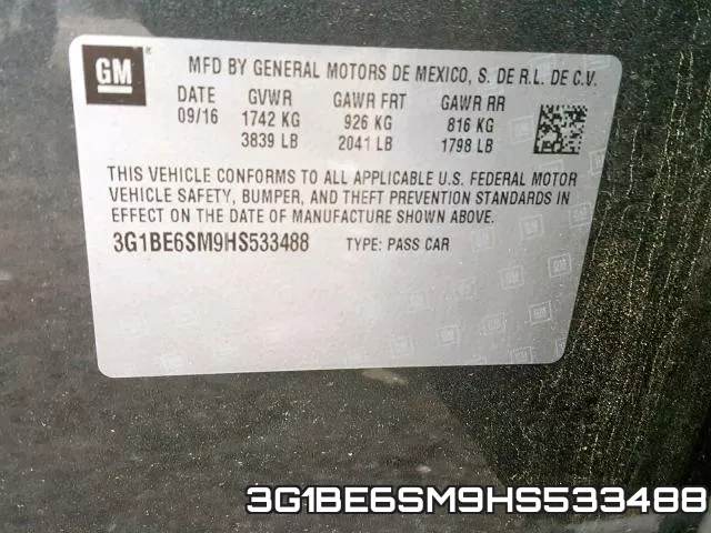 3G1BE6SM9HS533488 фото 2