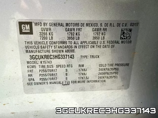 3GCUKREC3HG337143 фото 2