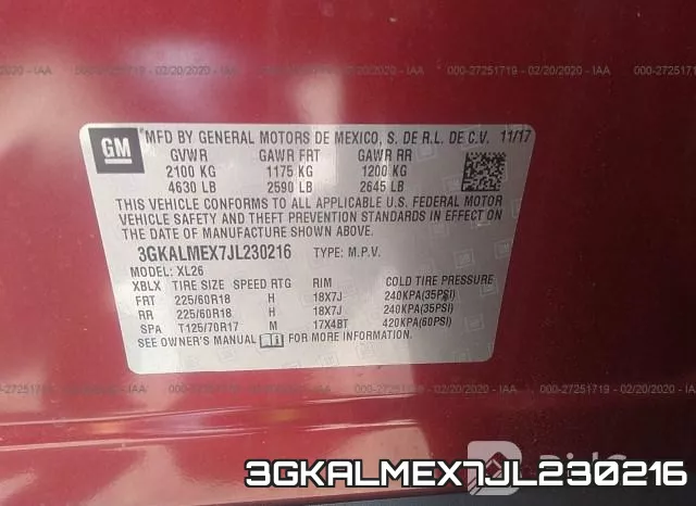 3GKALMEX7JL230216 фото 10