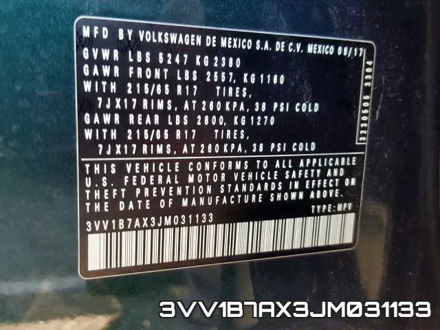 3VV1B7AX3JM031133 фото 2