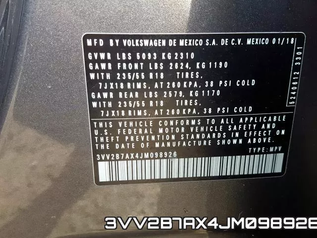 3VV2B7AX4JM098926 фото 2