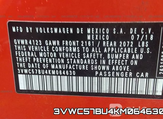 3VWC57BU4KM064630 фото 10