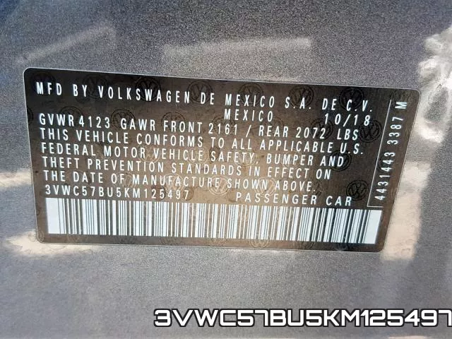 3VWC57BU5KM125497 фото 2