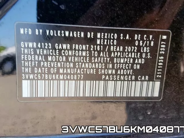 3VWC57BU6KM040877 фото 2