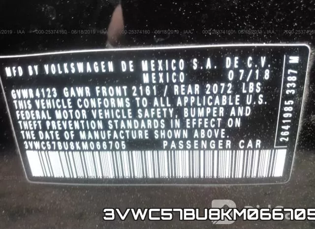 3VWC57BU8KM066705 фото 10