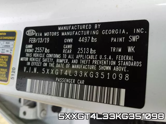 5XXGT4L33KG351098 фото 2