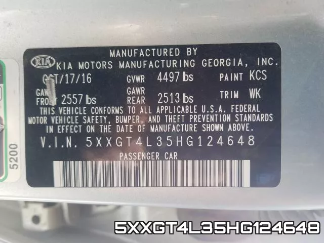 5XXGT4L35HG124648 фото 2