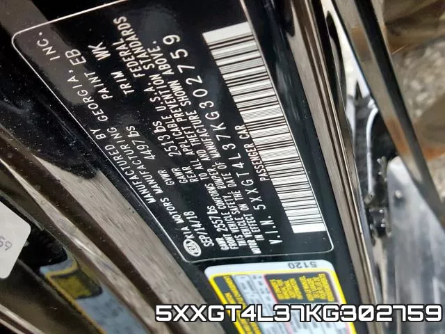 5XXGT4L37KG302759 фото 2