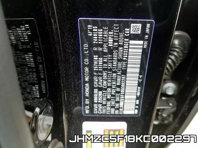 JHMZC5F18KC002297 фото 2