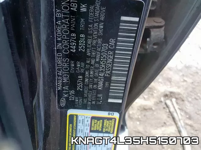 KNAGT4L35H5150703 фото 2