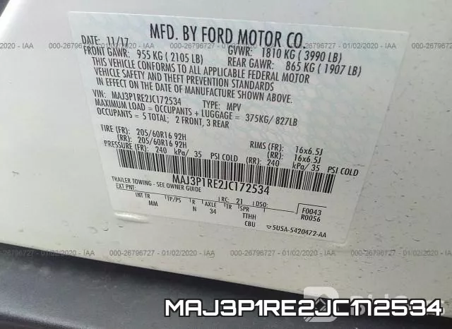 MAJ3P1RE2JC172534 фото 10