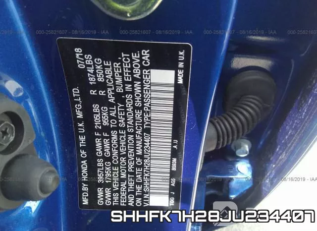 SHHFK7H28JU234407 фото 10