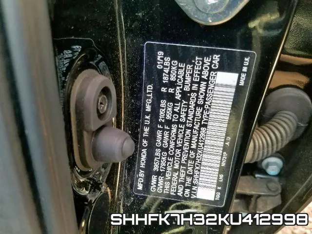 SHHFK7H32KU412998 фото 2