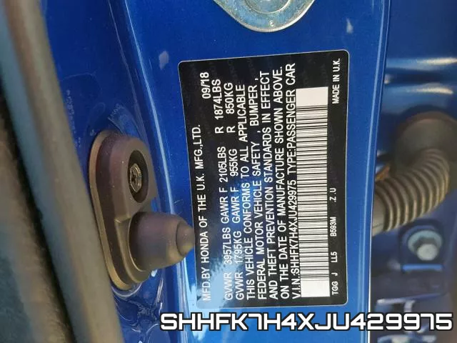 SHHFK7H4XJU429975 фото 2