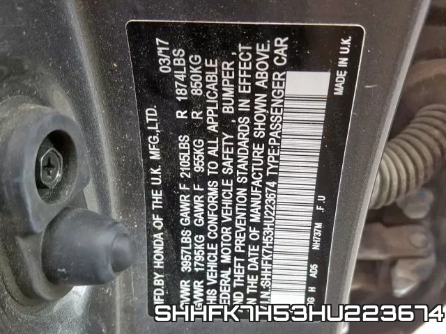 SHHFK7H53HU223674 фото 2