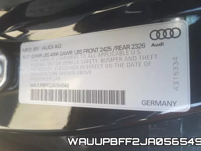 WAUUPBFF2JA056549 фото 2