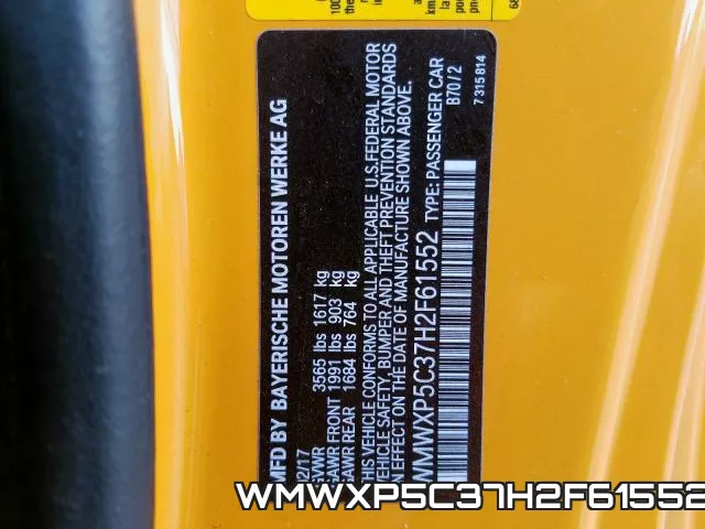 WMWXP5C37H2F61552 фото 2