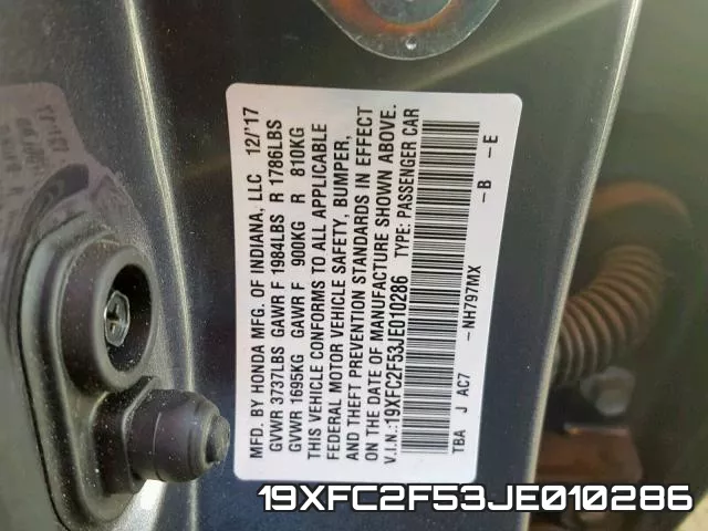 19XFC2F53JE010286 фото 2
