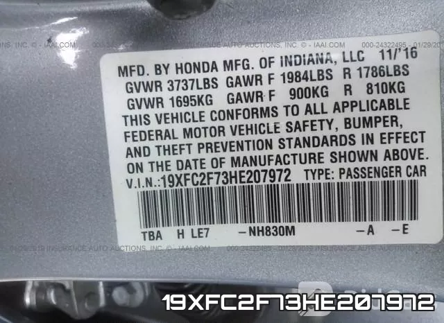 19XFC2F73HE207972 фото 10