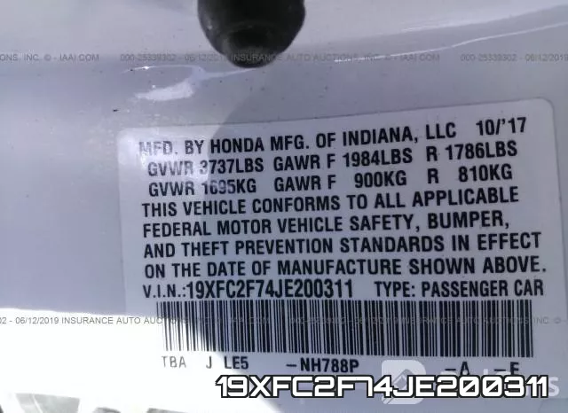 19XFC2F74JE200311 фото 10