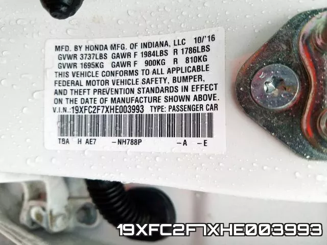 19XFC2F7XHE003993 фото 2