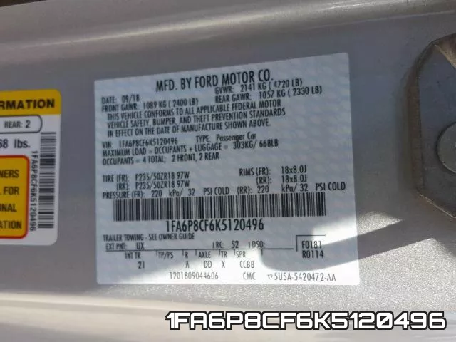 1FA6P8CF6K5120496 фото 2
