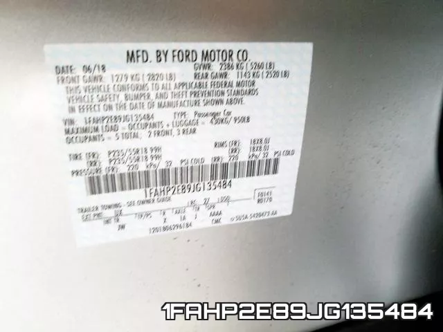 1FAHP2E89JG135484 фото 2