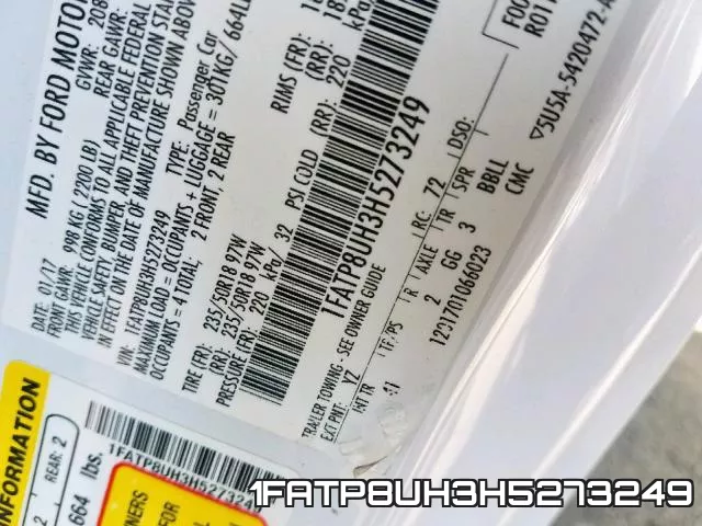 1FATP8UH3H5273249 фото 2