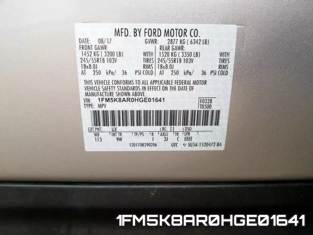 1FM5K8AR0HGE01641 фото 2