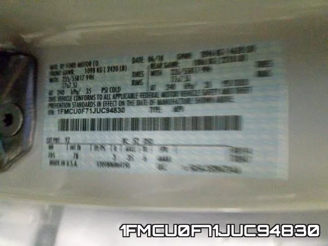 1FMCU0F71JUC94830 фото 2