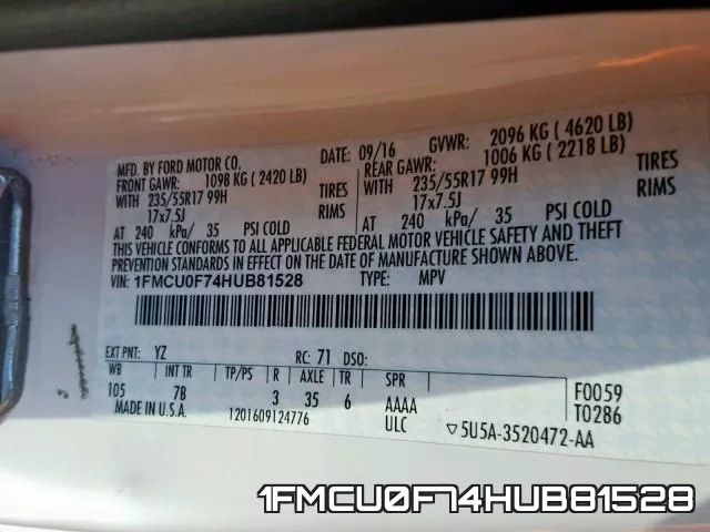 1FMCU0F74HUB81528 фото 2