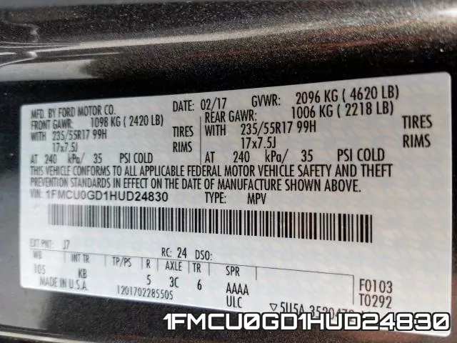 1FMCU0GD1HUD24830 фото 2
