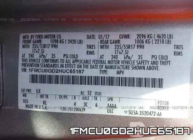 1FMCU0GD2HUC65187 фото 10
