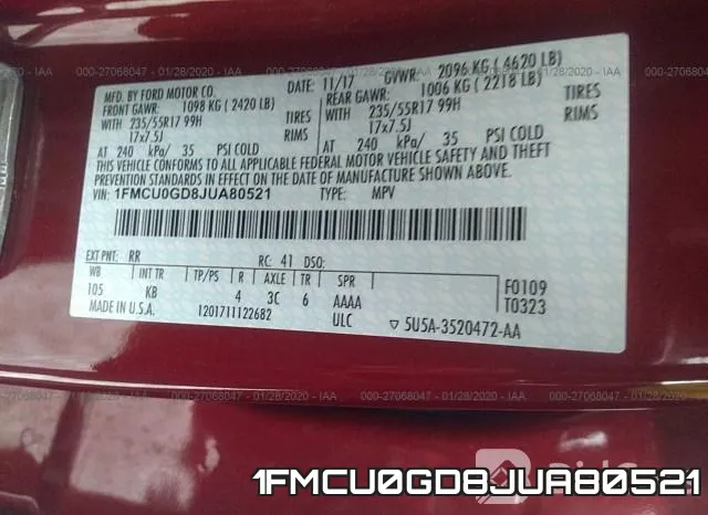 1FMCU0GD8JUA80521 фото 10