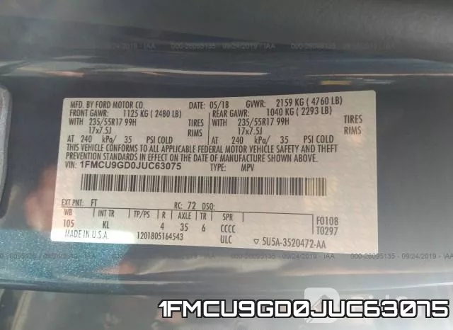 1FMCU9GD0JUC63075 фото 10
