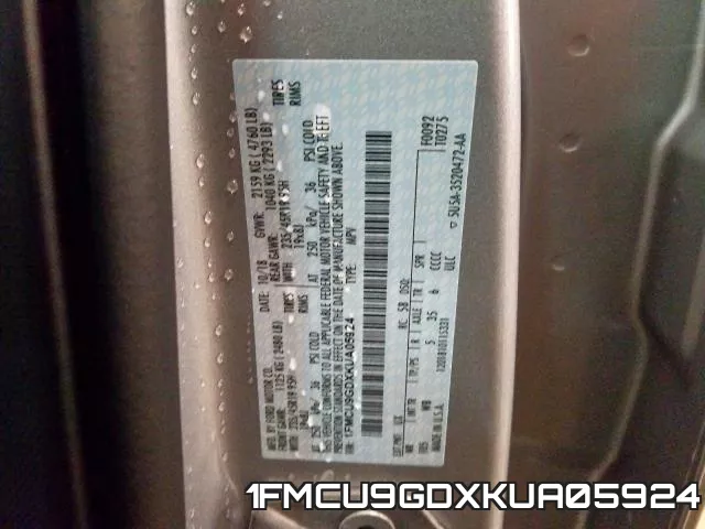 1FMCU9GDXKUA05924 фото 2