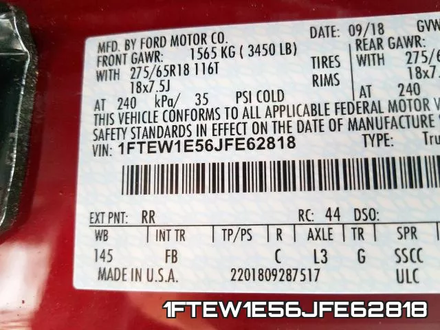 1FTEW1E56JFE62818 фото 2