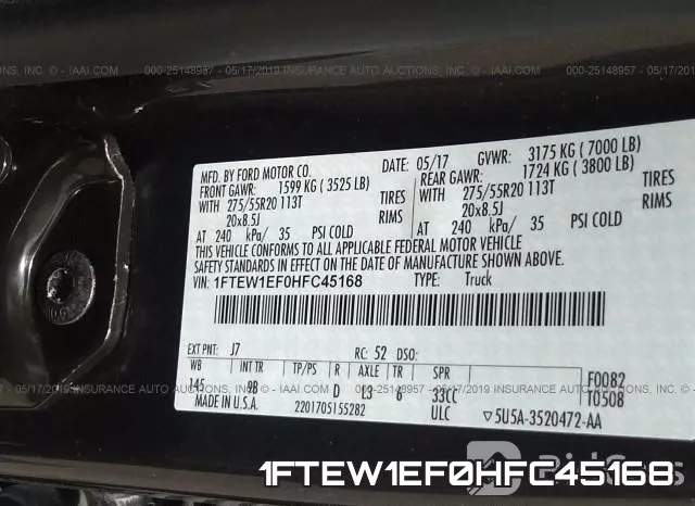 1FTEW1EF0HFC45168 фото 10