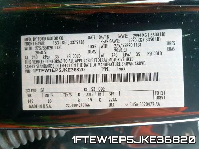 1FTEW1EP5JKE36820 фото 2