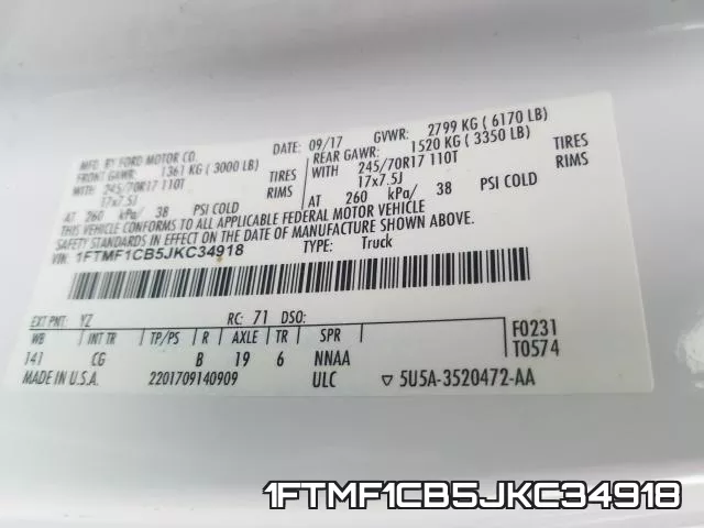 1FTMF1CB5JKC34918 фото 2