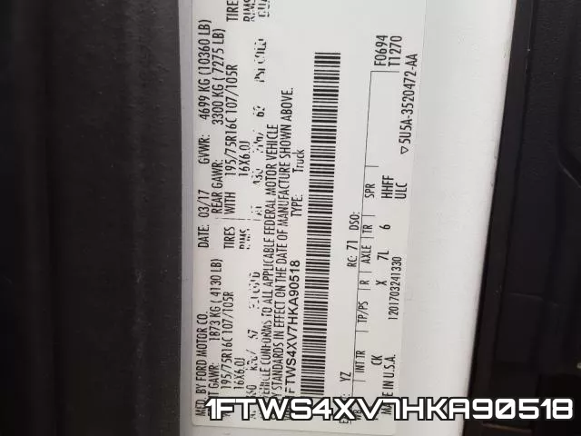 1FTWS4XV7HKA90518 фото 2