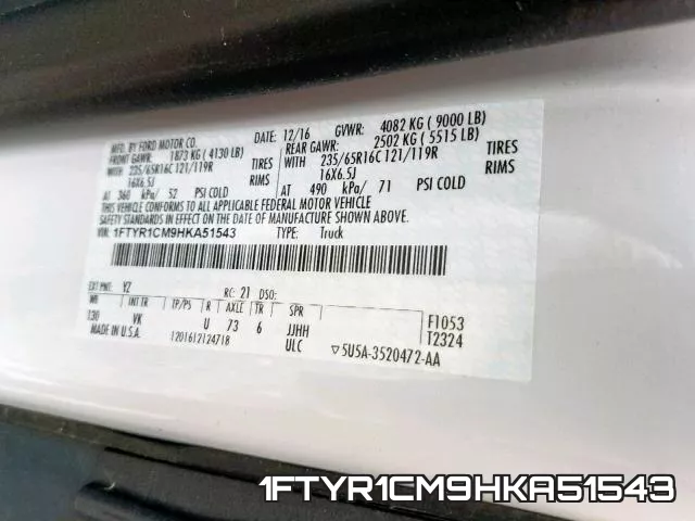 1FTYR1CM9HKA51543 фото 2