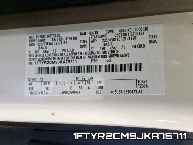 1FTYR2CM9JKA75711 фото 2