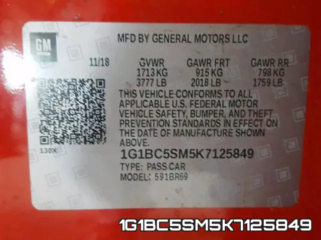 1G1BC5SM5K7125849 фото 2