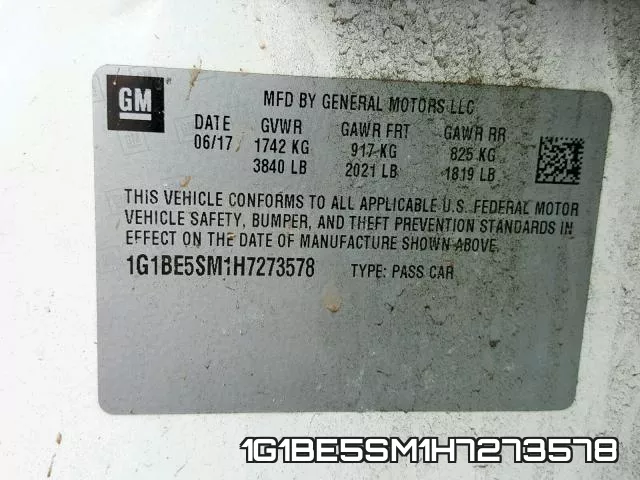 1G1BE5SM1H7273578 фото 2