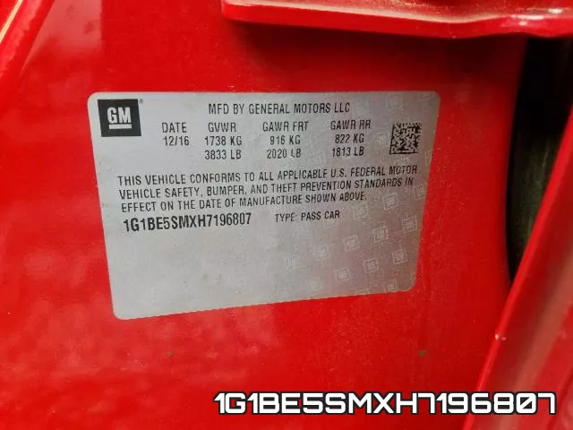 1G1BE5SMXH7196807 фото 2