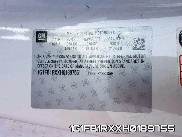 1G1FB1RXXH0189755 фото 2