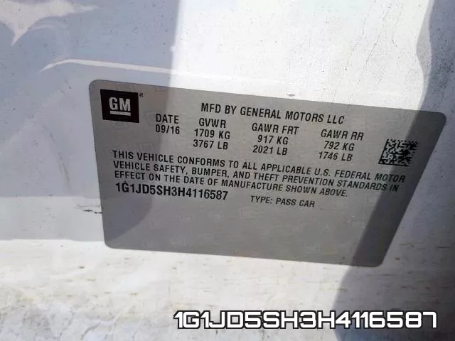 1G1JD5SH3H4116587 фото 2